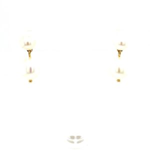 14k Yellow Gold Double Pearl Drop Earrings