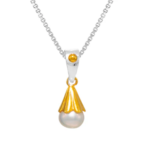 Sterling Silver and 22k Yellow Gold Vermeil Pearl Pendant