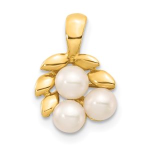 14k Yellow Gold Pearl Cluster Pendant