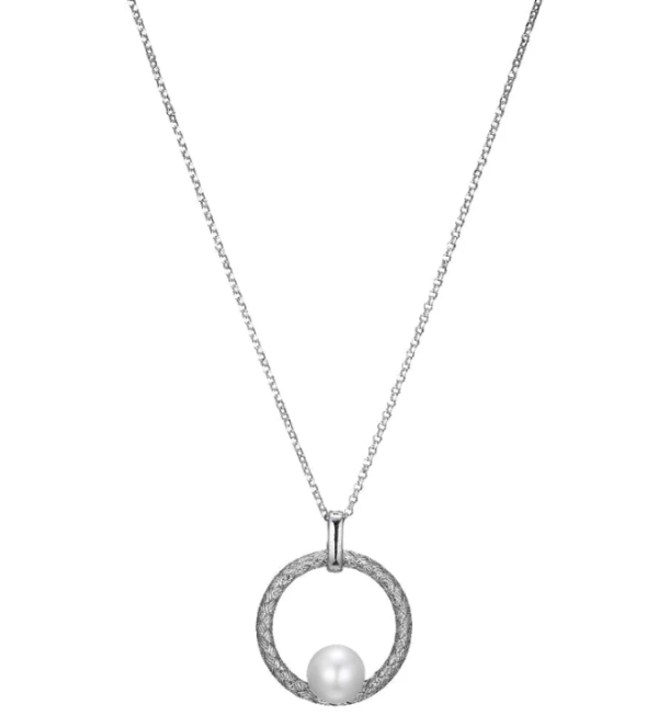 Sterling Silver Pearl Open Circle Pendant