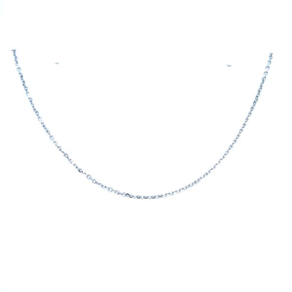 14k White Gold 20 Inch Diamond-Cut Elongated Cable Chain 1.4mm