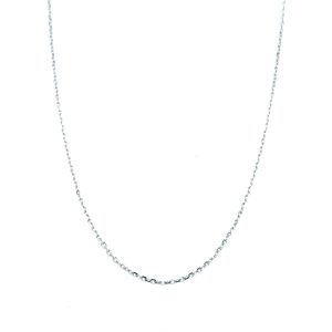 14k White Gold 20 Inch Diamond-Cut Elongated Cable Chain 1.1mm
