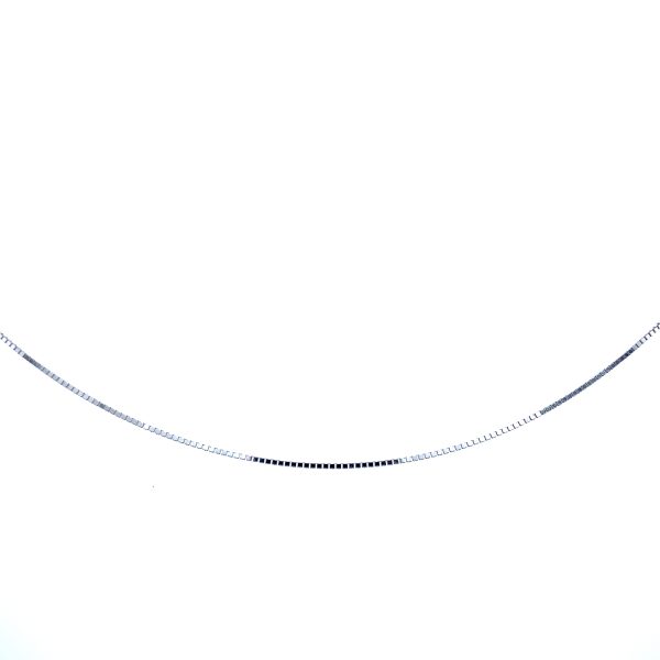 14k White Gold 16 Inch Small Box Chain Necklace - Image 2