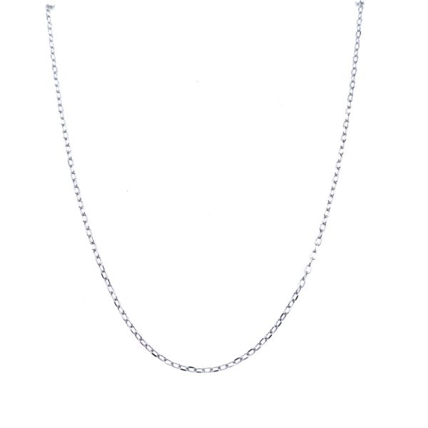 14k White Gold 18 Inch Diamond-Cut Cable Chain 0.8mm