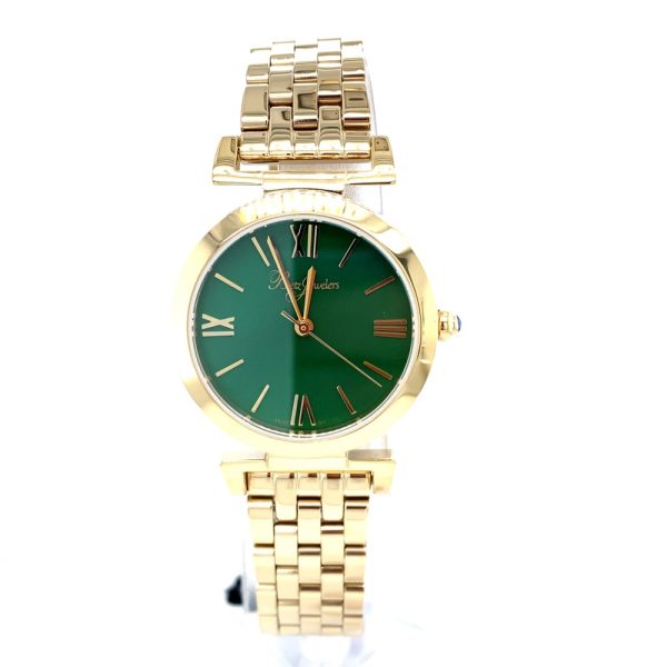 Betz Signature Series Watch Yellow Plated Green Mother of Pearl Dial - Image 2