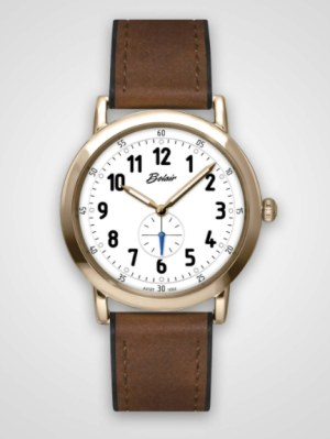 Betz Signature Series Watch Yellow Stainless Brown Leather White Dial