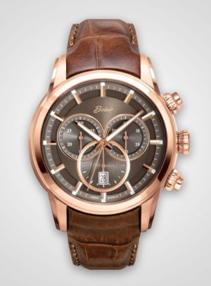 Betz Signature Series Watch Rose Stainless Steel Brown Leather Strap