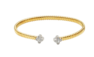 Sterling Silver Yellow Gold Plated Ribbed Cuff