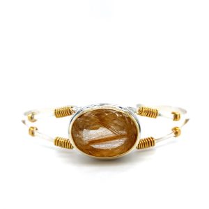 Sterling Silver and 22k Yellow Gold Vermeil Rutilated Quartz Bracelet