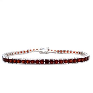 Sterling Silver Garnet Line Bracelet