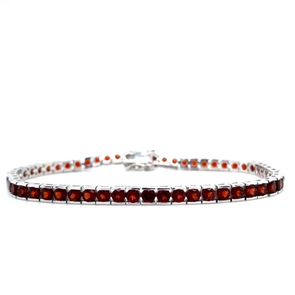 Sterling Silver Garnet Line Bracelet