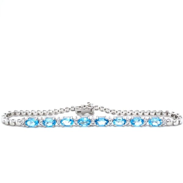 Sterling Silver Blue Topaz and White Topaz Bracelet