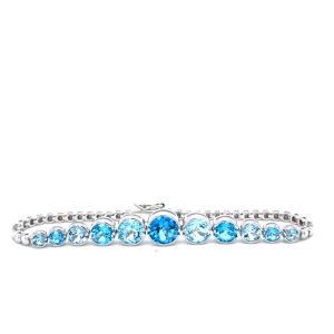 Sterling Silver Blue Topaz Bezel Bracelet