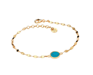 Sterling Silver Yellow Gold Plated Turquoise Bracelet