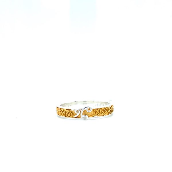 Sterling Silver and 22k Yellow Gold Vermeil Pattern Ring