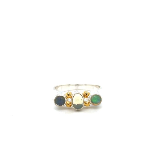 Sterling Silver and 22k Yellow Gold Vermeil Opal Ring