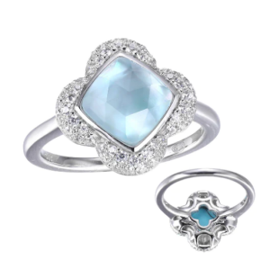 Sterling Silver Quartz and Synthetic Turquoise Ring