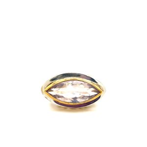 Sterling Silver and 22k Yellow Gold Vermeil Rose Quartz Ring