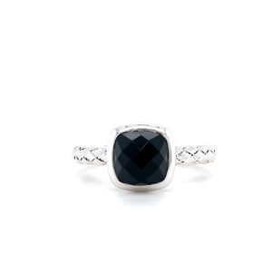 Sterling Silver Mesh Onyx Ring