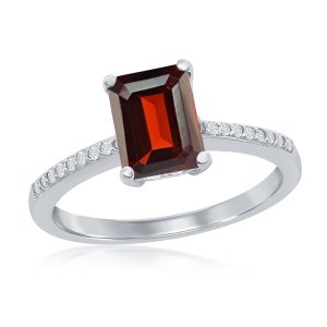 Sterling Silver Garnet and White Topaz Ring