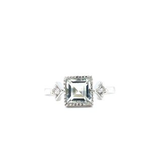 Sterling Silver Green Amethyst and White Topaz Ring