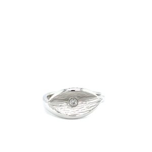 Sterling Silver Diamond Leaf Ring