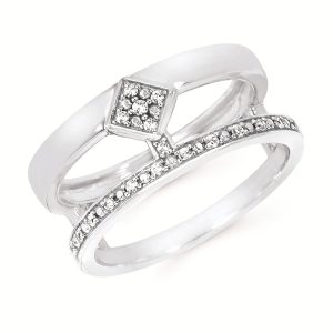 Sterling Silver Diamond Guard-Style Ring