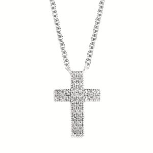 Sterling Silver Diamond Cross Pendant
