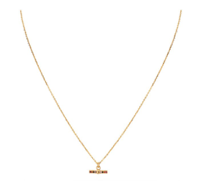 Sterling Silver Yellow Gold Plated Multi-Color Cubic Zirconia Toggle Necklace