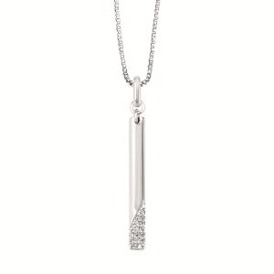 Sterling Silver Diamond Vertical Bar Pendant