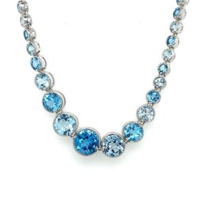 Sterling Silver Blue Topaz Bezel Necklace