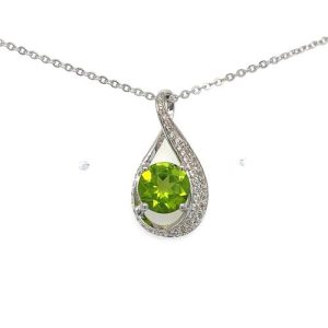 Sterling Silver Peridot and White Topaz Pendant