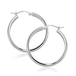 Sterling Silver Half Round Tube Hoop Earrings