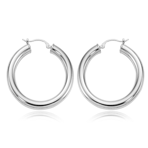 Sterling Silver 4x30mm Tube Hoop Earrings