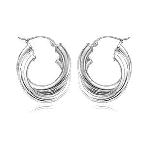 Sterling Silver Double Tube Hoop Earrings