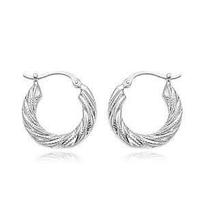 Sterling Silver Swirl Shell Hoop Earrings