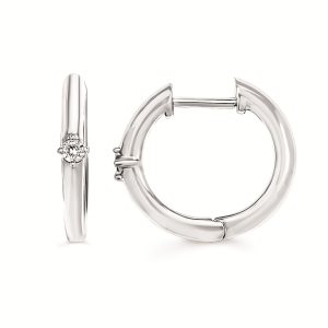 Sterling Silver Diamond Huggie Earrings