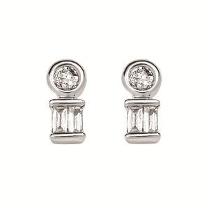 Sterling Silver Diamond Stud Earrings