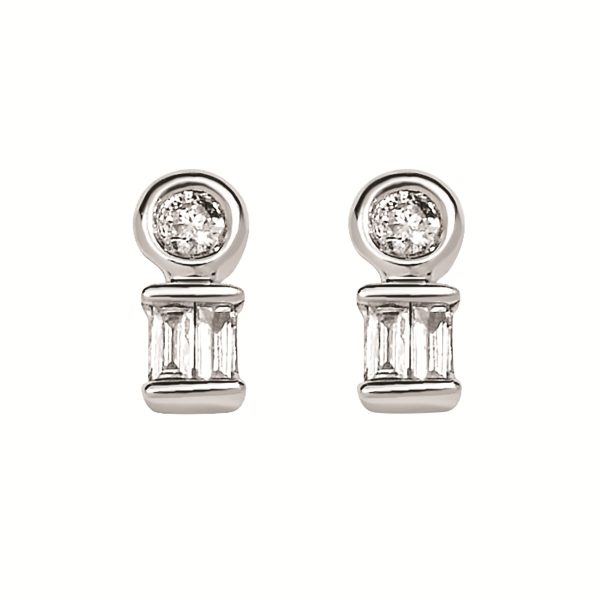 Sterling Silver Diamond Stud Earrings