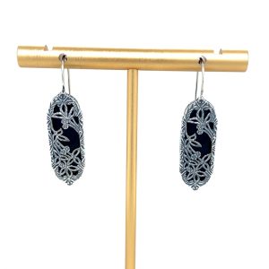 Sterling Silver Onyx Filigree Dangle Earrings