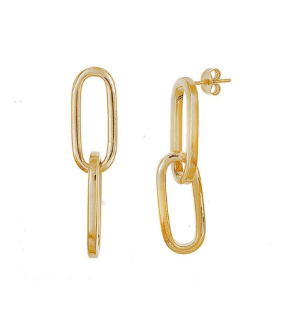 Sterling Silver Yellow Gold Plated Paperclip Dangle Earrings