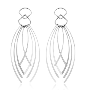 Sterling Silver Curved Fringe Earrings