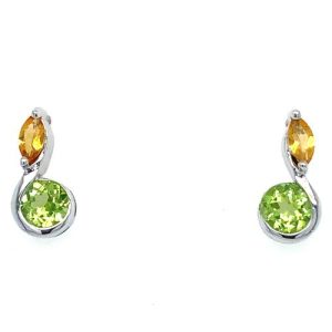 Sterling Silver Citrine and Peridot Earrings