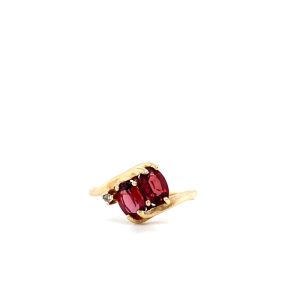 Estate Piece: 10k Yellow Gold Pink Tourmaline and Diamond Ring