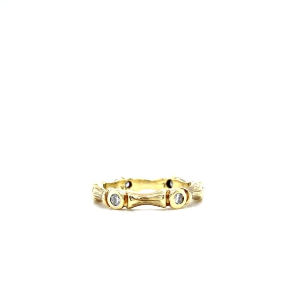 Estate Piece: 14k Yellow Gold Diamond Bamboo Ring