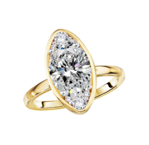 14k Two Tone Diamond Moval Engagement Ring Mounting