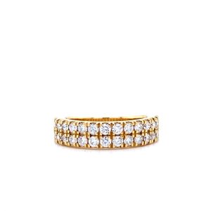 14k Yellow Gold Lab Grown Diamond Two Row Band