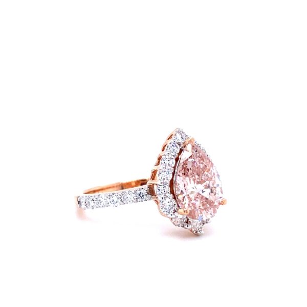 14k Rose Gold Lab Grown Pink Diamond Halo Engagement Ring - Image 2