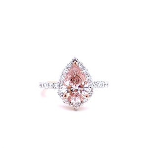 14k Rose Gold Lab Grown Pink Diamond Halo Engagement Ring