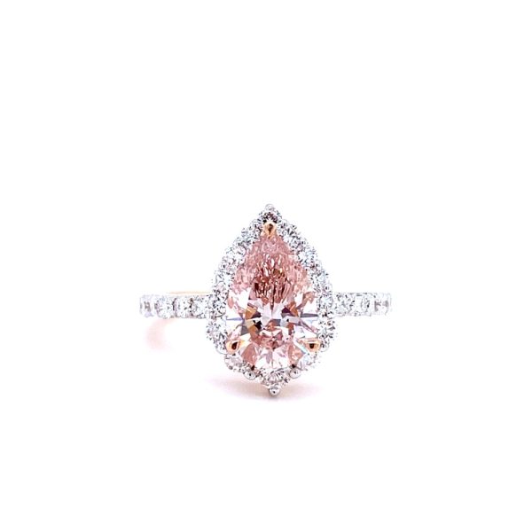 14k Rose Gold Lab Grown Pink Diamond Halo Engagement Ring